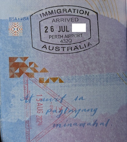 Australia visa stamp