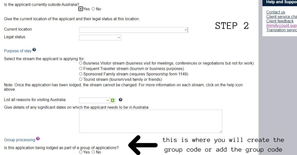 a screenshot of what samples of information the Australian visa application for Filipinos asks
